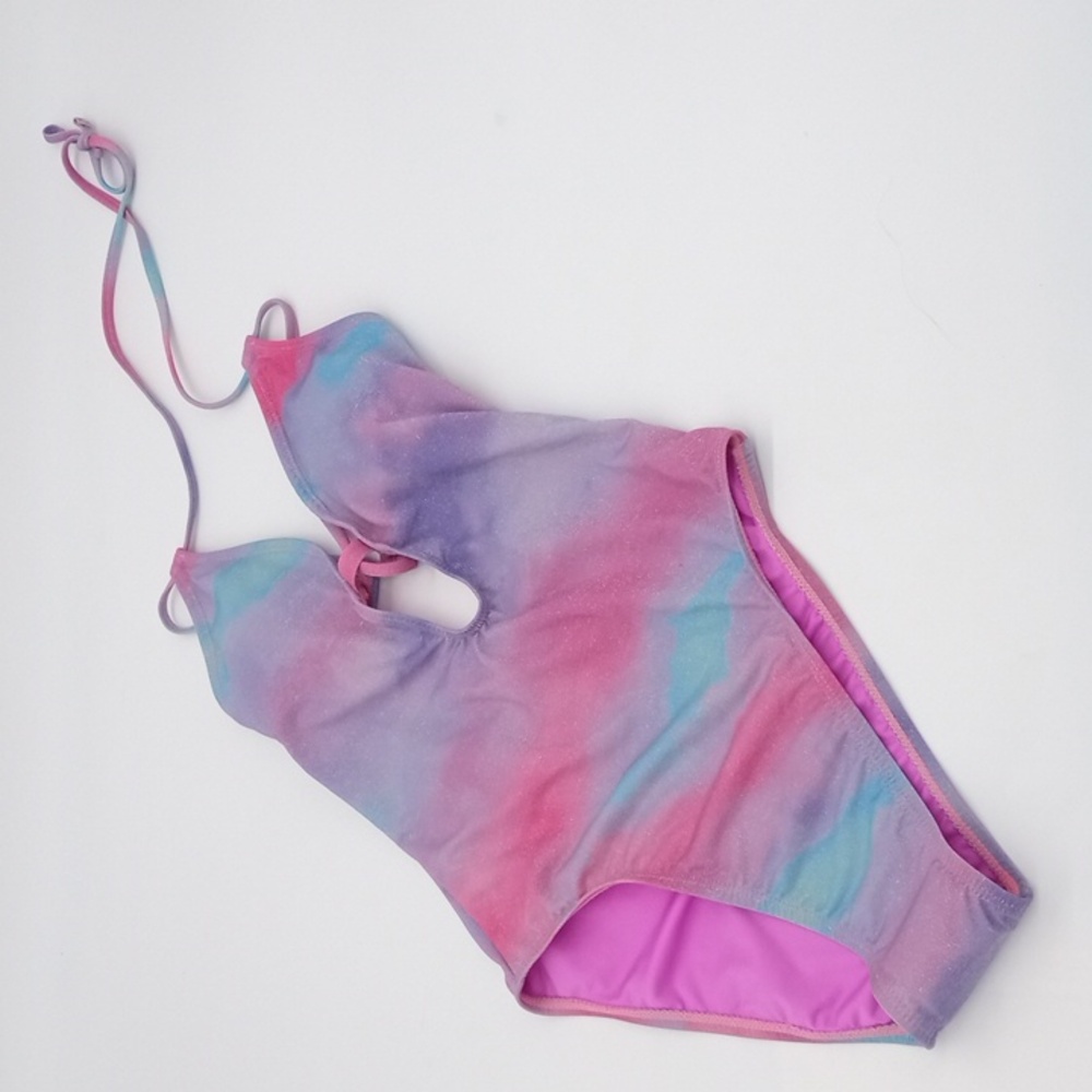 BCBGeneration Cloud Nine Shiny Keyhole One-Piece Swimsuit Multicolor XS